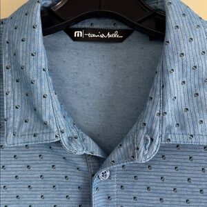 Travis Matthew Light Blue Patterned Polo Shirt Size L